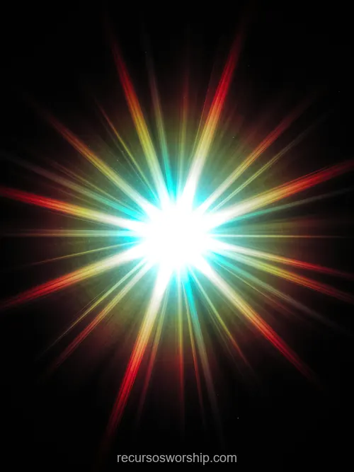 Destello Estelar Luz Blanca Rayos Espectrales Rojo Naranja Amarillo Cian Fondo Negro Vertical Starburst Destello estelar luz blanca intensa rayos espectrales rojo naranja amarillo cian irradiando centro fondo negro vertical puntual explosivo starburst cosmico prismatico textura diseno overlay