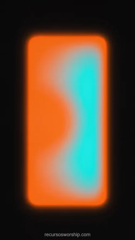 Rectangulo vertical gradiente interno naranja ambar cian turquesa luz difusa suave fondo negro vertical minimalista bioluminiscente panel luz dual textura diseno overlay motion graphics