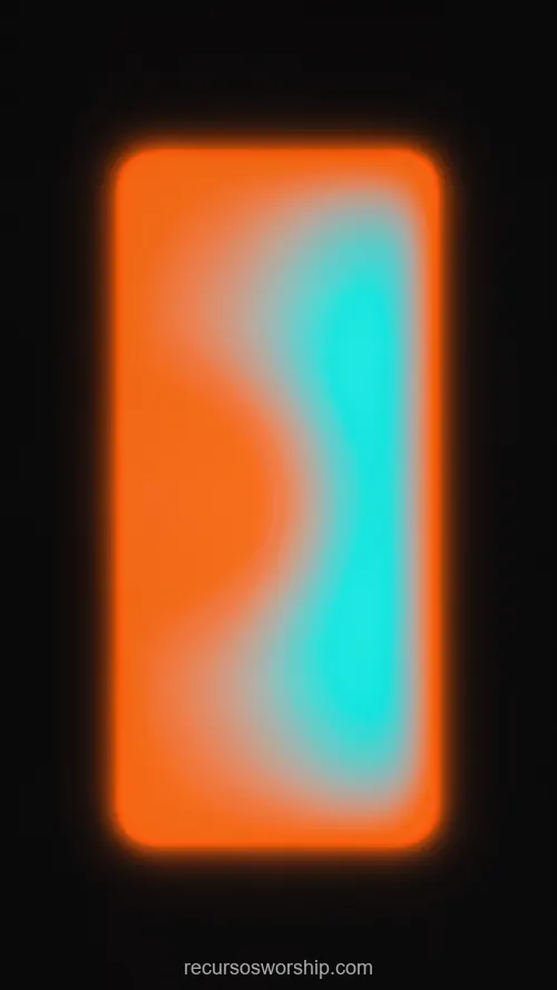 Panel Vertical Rectángulo Gradiente Naranja Ámbar Cian Turquesa Luz Difusa Fondo Negro Minimalista Rectangulo vertical gradiente interno naranja ambar cian turquesa luz difusa suave fondo negro vertical minimalista bioluminiscente panel luz dual textura diseno overlay motion graphics