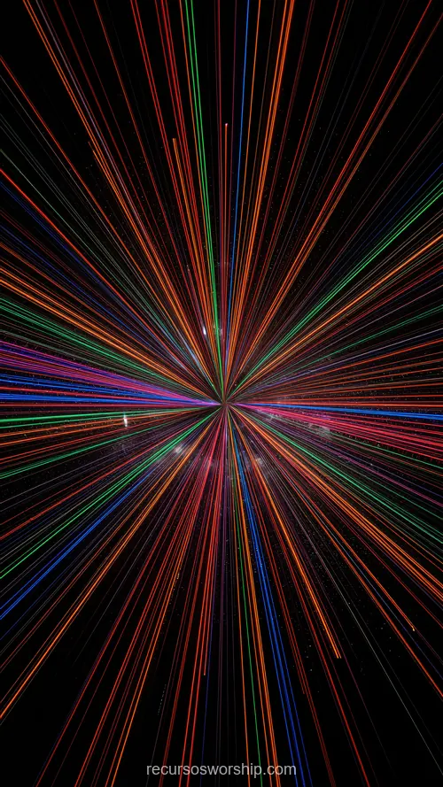 Rayos Luz Multicolor Arcoíris Radiales Punto Central Fondo Negro Vertical Zoom Burst Espectral Rayos luz multicolor arcoiris rojo naranja amarillo verde azul morado radiales punto central fondo negro vertical explosivo zoom burst espectral textura diseno overlay motion graphics