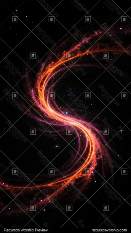 Nebula espiral naranja magenta rojo fondo negro estrellas dispersas vertical cosmico estelar nacimiento estrellas espacial overlay