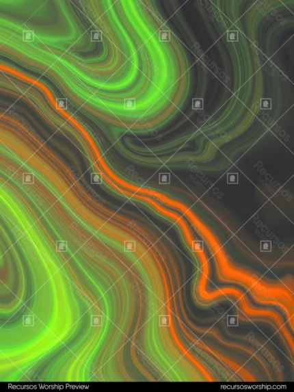 Ondas fluidas pintura verde neon brillante vetas naranja rojo fondo gris oscuro diagonal vertical fluido energetico magma neon organico explosivo textura diseno overlay motion graphics