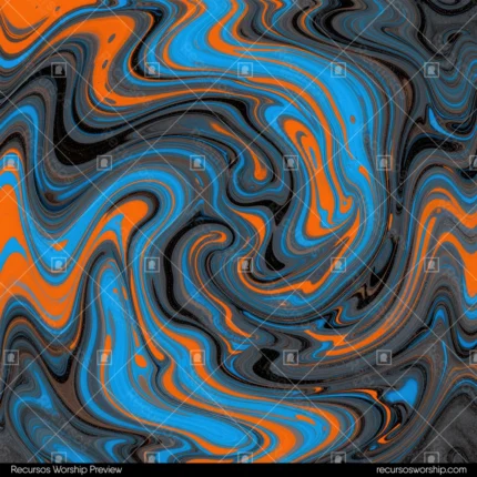 Marmol fluido caotico azul electrico naranja intenso venas negras grises remolino fondo negro cuadrado energetico contrastado lava dual caotico textura diseno overlay motion graphics