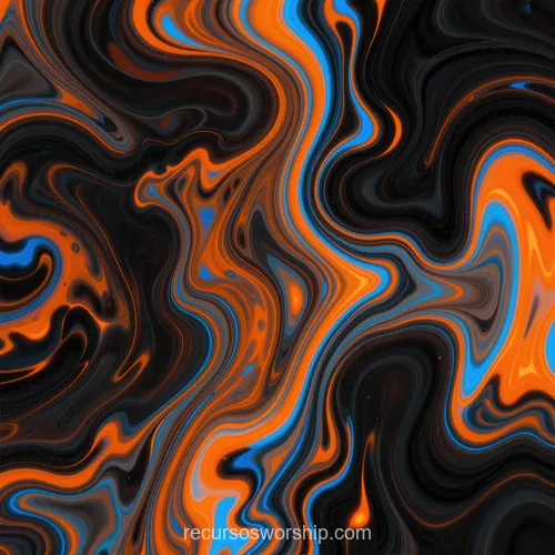 Mármol Fluido Naranja Ámbar Azul Eléctrico Venas Negras Remolino Denso Fondo Negro Oscuro Cuadrado Marmol fluido naranja ambar azul electrico venas negras fondo negro oscuro cuadrado remolino denso oscuro contrastado fluido extremo caotico textura diseno overlay motion graphics dark
