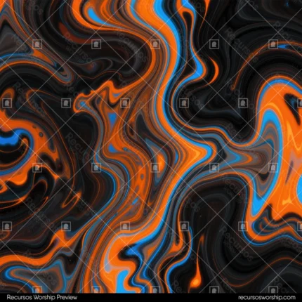 Marmol fluido naranja ambar azul electrico venas negras fondo negro oscuro cuadrado remolino denso oscuro contrastado fluido extremo caotico textura diseno overlay motion graphics dark