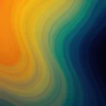 Gradiente fluido organico naranja ambar amarillo superior teal verde medio azul indigo inferior ondas suaves vertical mapa calor calido frio organico textura diseno fondo overlay editorial