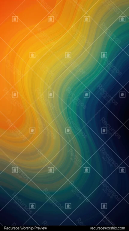 Gradiente fluido organico naranja ambar amarillo superior teal verde medio azul indigo inferior ondas suaves vertical mapa calor calido frio organico textura diseno fondo overlay editorial