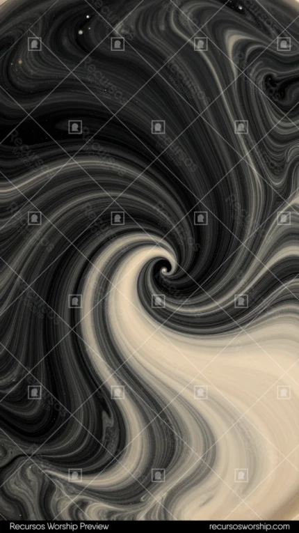 Espiral marmol negro crema remolino denso destellos luz blancos fondo oscuro vertical elegante yin yang clasico premium sofisticado textura diseno overlay editorial branding lujo