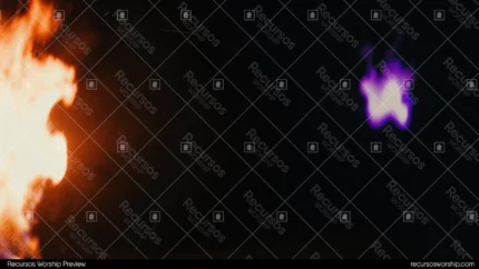 Film burn analogico mancha luz naranja ambar izquierda mancha morada violeta derecha fondo negro horizontal cinematografico dual quemado pelicula textura diseno overlay motion graphics vintage