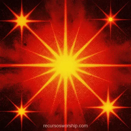 Destellos estelares amarillo dorados multiples fondo rojo naranja halftone textura gritty cuadrado festivo retro quemado pelicula luz textura diseno overlay motion graphics editorial