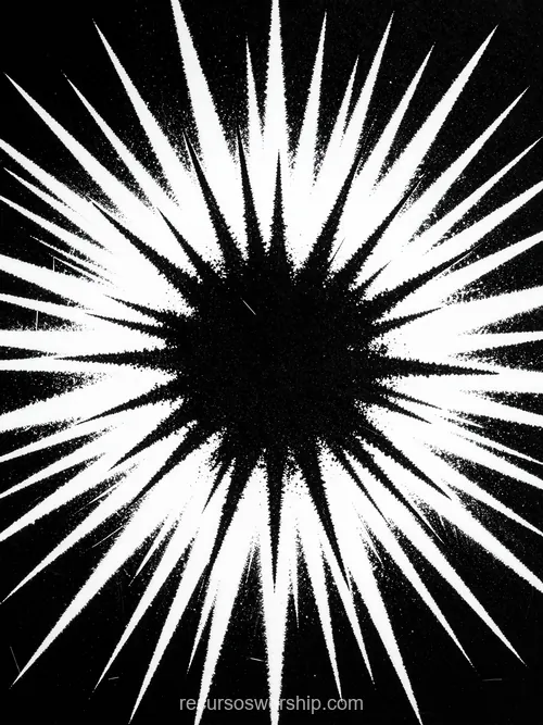 Explosión Radial Rayos Blancos Punta Estrella Irregular Gritty Fondo Negro Vertical Starburst Grunge Explosion radial rayos blancos punta estrella irregular textura grunge gritty fondo negro vertical explosivo contrastado starburst blanco negro maxima tension visual textura diseno overlay