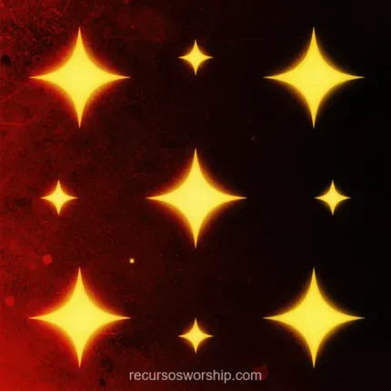 Cuadricula 3x3 destellos estelares cuatro puntas dorado amarillo luminosos fondo rojo negro distressed gritty textura glam festiva adoracion glorificacion