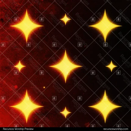 Cuadricula 3x3 destellos estelares cuatro puntas dorado amarillo luminosos fondo rojo negro distressed gritty textura glam festiva adoracion glorificacion