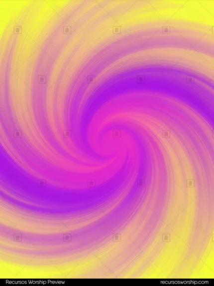 Espiral vortice amarillo dorado magenta violeta gira centro bordes franjas suaves degradado fondo amarillo claro cuadrado alto contraste calido frio cosmica energia dual adoracion alabanza
