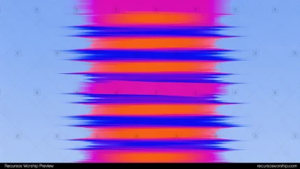 Bandas horizontales glitch rojo naranja vivo azul indigo profundo distorsion digital rayas irregulares fondo celeste claro horizontal alto contraste calido frio error digital pop louder worship