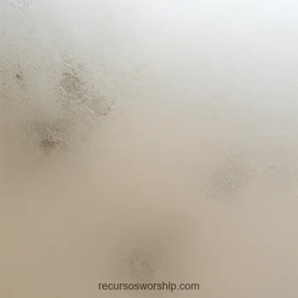 Textura vidrio esmerilado beige marfil manchas humedad agua grisaceo superficie translucida calida cuadrado plano detalle neutro organica sutil contemplativa superposicion texto minimalista