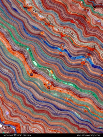 Textura geologica macro agata multicolor capas onduladas diagonales naranja terracota azul gris verde esmeralda rojo marron inclusiones circulares mineral vertical premium creacion majestuosa