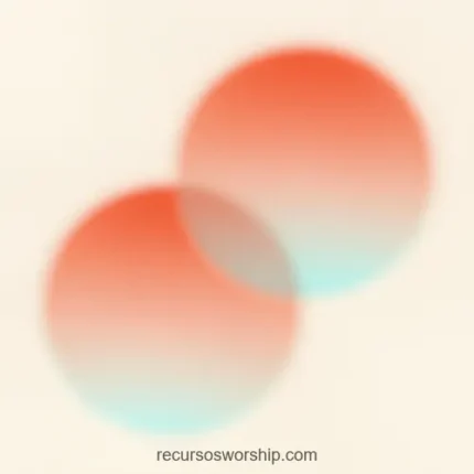 Dos esferas burbujas difuminadas degradado naranja coral teal menta superpuestas parcialmente fondo beige crema cuadrado orbes suaves interseccion complementarios calido frio dualidad encuentro relacion comunion