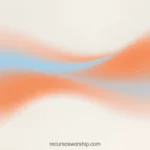 Dos franjas color difuminadas superpuestas naranja coral azul celeste palido cruce centro horizontal fondo beige crema cuadrado ondas complementarias armonia equilibrio dualidad diseno iglesia