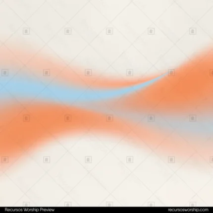 Dos franjas color difuminadas superpuestas naranja coral azul celeste palido cruce centro horizontal fondo beige crema cuadrado ondas complementarias armonia equilibrio dualidad diseno iglesia