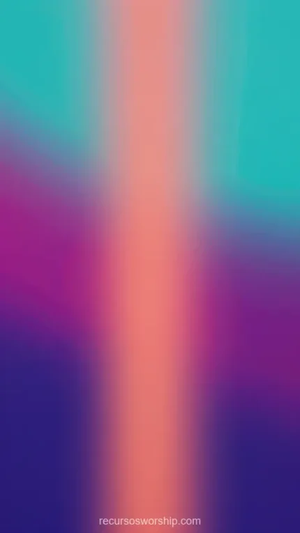 Ola aurora vertical difuminada zona teal turquesa superior franja naranja coral central violeta indigo profundo inferior fondo negro vertical tricolor espectral alabanza profunda adoracion