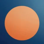 Circulo naranja melocoton grande centrado fondo azul marino oscuro degradado vertical geometrico minimalista contraste calido frio maximo bicolor impacto ministerial