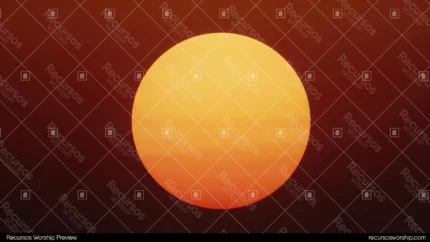 Circulo solar naranja dorado grande luminoso cielo degradado rojo marron oscuro brumoso horizontal fotorrealista atardecer natural calido solemne contemplativo gloria creacion