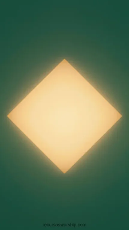 Rombo diamante amarillo crema calido halo difuso brillante fondo verde teal oscuro vertical geometrico elegante luminoso contraste calido frio refinado ministerial