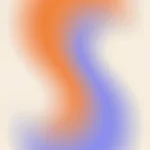 Forma fluida curva s bicolor naranja coral azul lavanda blur gaussiano suave fondo beige crema vertical liquida abstracta organica armoniosa calido frio equilibrio