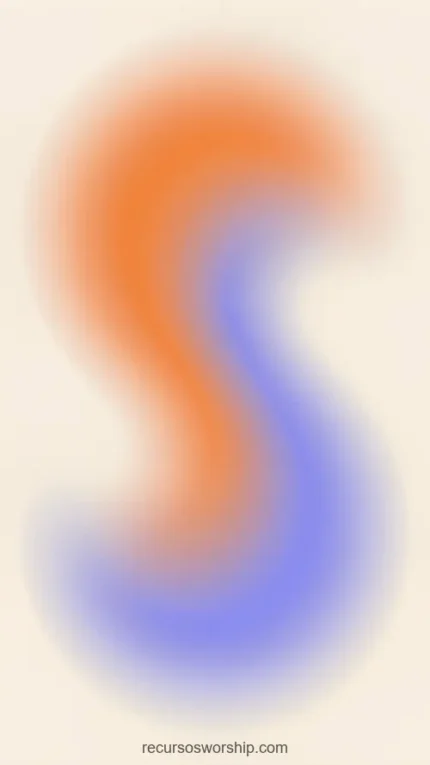 Forma fluida curva s bicolor naranja coral azul lavanda blur gaussiano suave fondo beige crema vertical liquida abstracta organica armoniosa calido frio equilibrio
