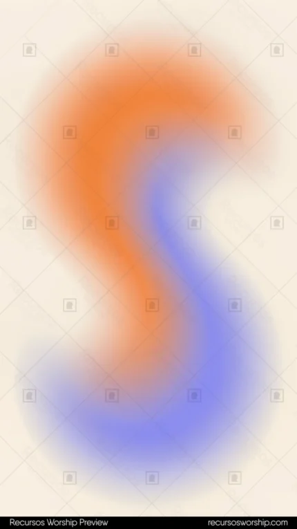 Forma fluida curva s bicolor naranja coral azul lavanda blur gaussiano suave fondo beige crema vertical liquida abstracta organica armoniosa calido frio equilibrio