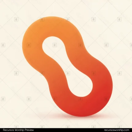 Forma organica fluida lazo pretzel bucle naranja rojo degradado calido fondo beige crema cuadrado dinamico vibrante contemporaneo ministerial moderno energia propósito