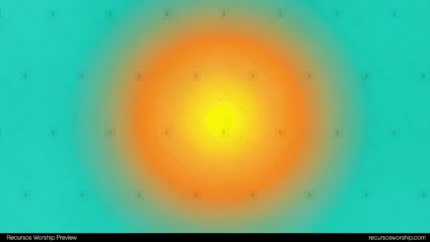 Degradado radial concentrico amarillo dorado brillante centro naranja calido turquesa claro bordes horizontal solar vibrante luminoso calidez irradiacion gloria ministerial