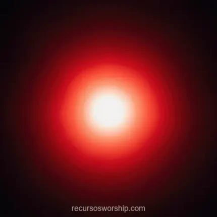Esfera luz rojo naranja intensa nucleo blanco brillante halo degradado negro absoluto cuadrado gradiente radial brasa ardiente dramatica mistica espiritu santo fuego ministerial