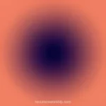 Esfera radial nucleo negro indigo oscuro halo naranja coral expandiendose fondo naranja terracota cuadrado gradiente invertido misterioso calido contraste oscuridad calidez ministerial