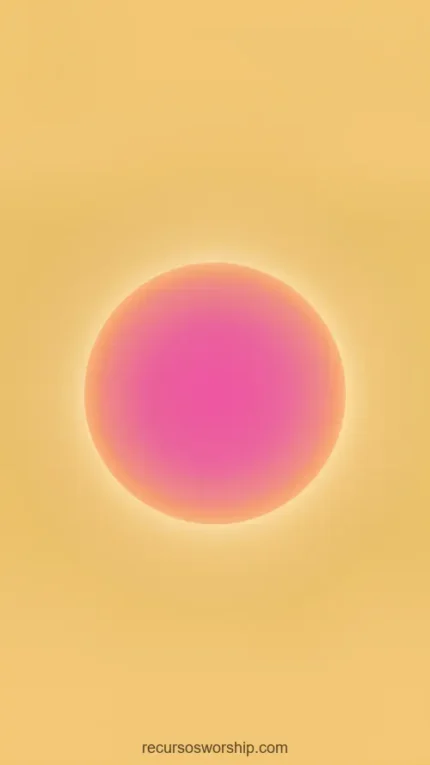 Orbe circular magenta rosa vibrante halo difuso brillante fondo amarillo dorado brillante vertical solar festivo luminoso alegre celebratorio ministerial gozo