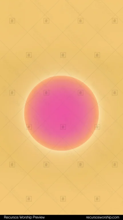 Orbe circular magenta rosa vibrante halo difuso brillante fondo amarillo dorado brillante vertical solar festivo luminoso alegre celebratorio ministerial gozo