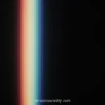Rayo espectral vertical rojo naranja inferior cian azul superior leve inclinacion fondo negro absoluto horizontal luz dispersa dramatica oscura contraste calido frio radical ministerial