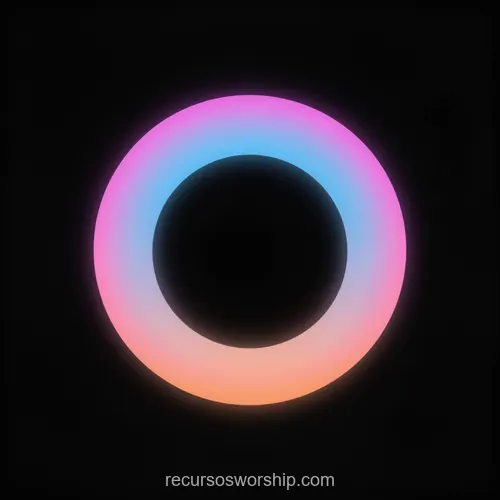 Anillo Circular Espectral Neon Magenta Rosa Cian Azul Naranja Dorado Fondo Negro Profundo Cuadrado Anillo circular espectral neon magenta rosa arriba cian azul lateral naranja dorado inferior fondo negro profundo cuadrado cosmico circular dramatico impacto espiritual ministerial