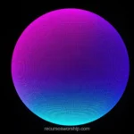 Esfera circular grande degradado magenta violeta intenso cian turquesa electrico textura granulada fondo negro profundo horizontal espectral cosmica estelar intensa creacion divina ministerial