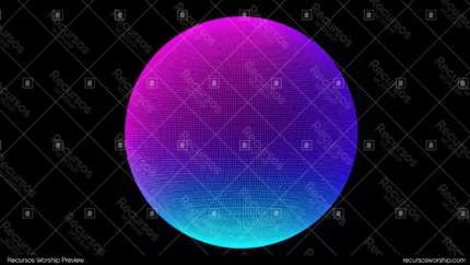 Esfera circular grande degradado magenta violeta intenso cian turquesa electrico textura granulada fondo negro profundo horizontal espectral cosmica estelar intensa creacion divina ministerial