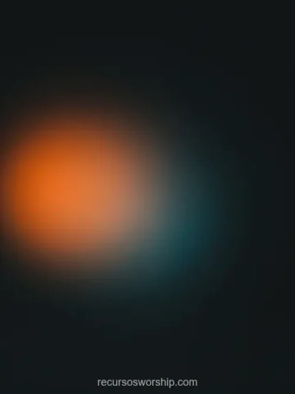 Dos manchas luz borrosa naranja coral izquierda cian teal derecha fondo negro verdoso oscuro vertical bicolor difusa nebulosa misterio contraste calido frio contemplativo ministerial