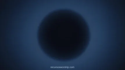 Esfera oscura azul marino profunda halo azul difuso fondo gris azulado oscuro horizontal monocromatico abismal misterio profundidad solemne contemplativo ministerial insondable