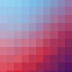 Cuadricula cuadrados pixelados degradado diagonal azul cian claro frío superior izquierda rojo violeta oscuro inferior derecha vertical mosaico pixel art digital retro contemporaneo ministerial