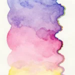 Mancha acuarela vertical violeta azulado superior magenta rosa centro amarillo crema inferior fondo blanco papel artistica fluida expresiva contemplativa devocional ministerial artesanal suave