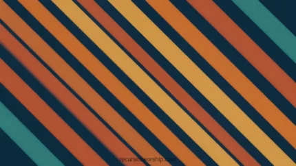 Bandas diagonales paralelas retro terracota naranja azul petroleo oscuro crema dorado horizontal stripes geometrico años 70 calido vintage contemporaneo ministerial identidad visual