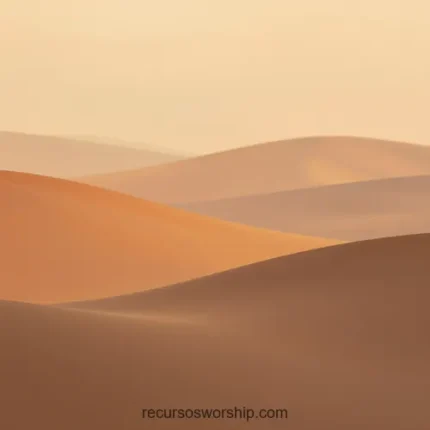 Dunas arena onduladas beige terracota suave niebla difusa horizonte cielo claro cuadrado fotorrealista minimalista desertico fondo contemplativo calidez natural