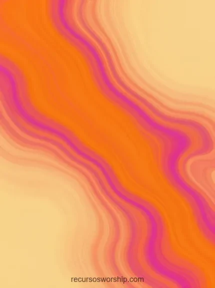 Composicion abstracta vertical bandas onduladas diagonales naranja brillante terracota magenta fondo crema amarillo mapa calor fluido suave retro calido organico