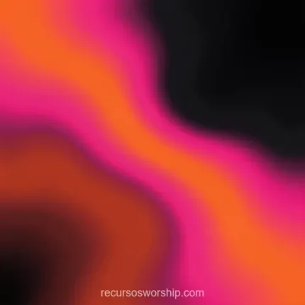 Composicion abstracta cuadrada forma organica fluida naranja salmon brillante rosa magenta intenso fondo negro profundo halo oscuro bordes alto contraste luminoso volcanico pop