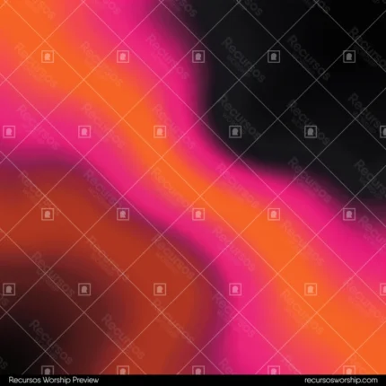 Composicion abstracta cuadrada forma organica fluida naranja salmon brillante rosa magenta intenso fondo negro profundo halo oscuro bordes alto contraste luminoso volcanico pop